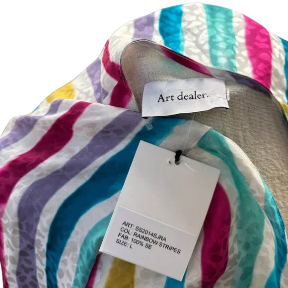 Art dealer Colorful Striped Long Sleeve Blouse